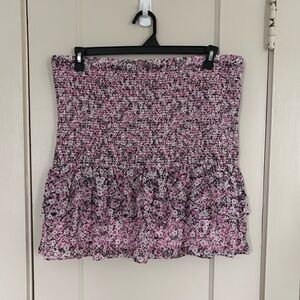 Karl Lagerfeld Paris Chiffon Smocked Dress Purple Floral Size XL NWT